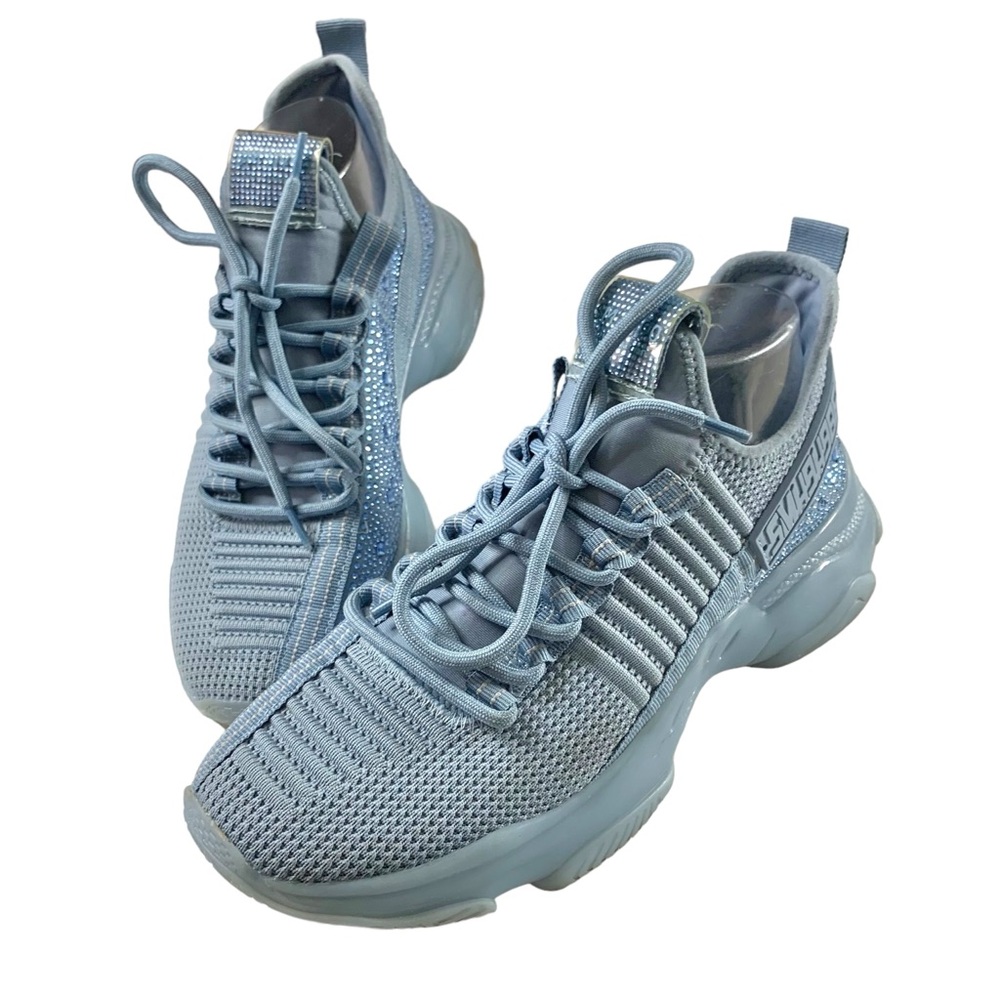 STEVE MADDEN Maxima Light Blue Blinged Out Sneakers Sz 9.5/9